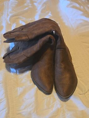 Brown Suede Western Ankle Boots